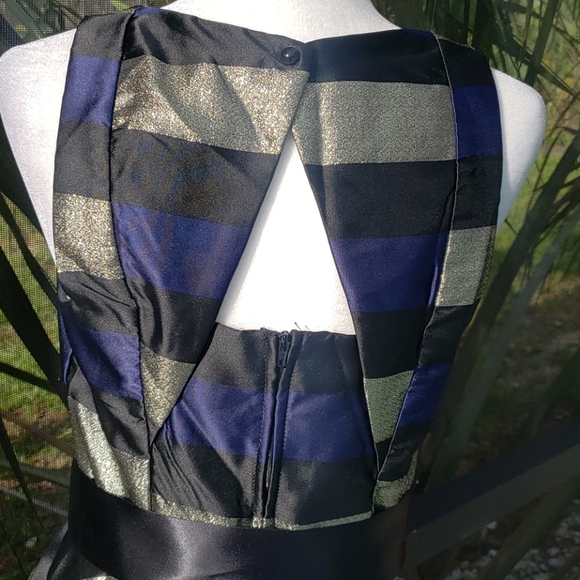 Bailey Blue Metallic Striped A-Line Dress Size M - Picture 3 of 7